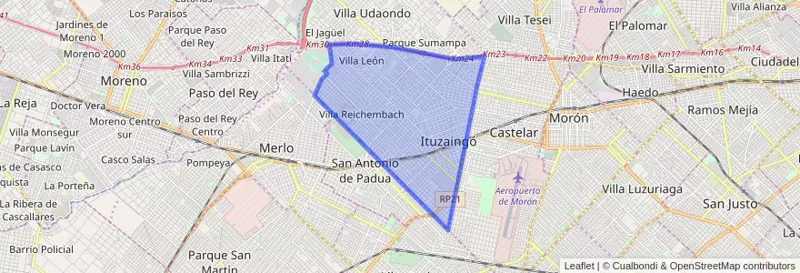 Mapa de ubicacion de Ituzaingó.