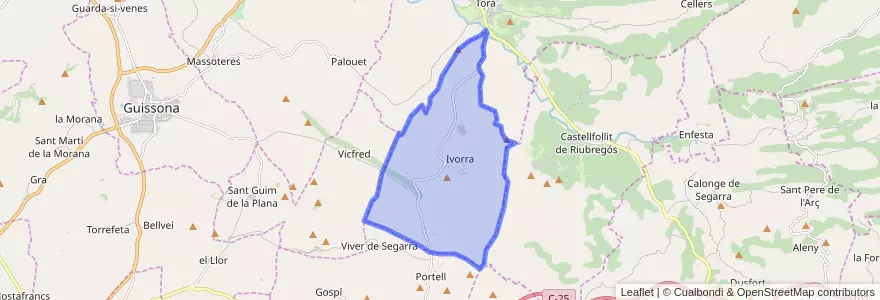 Mapa de ubicacion de Ivorra.