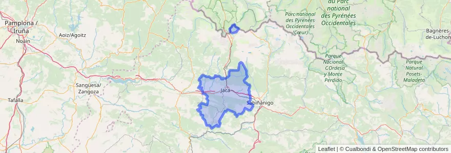 Mapa de ubicacion de Jaca.