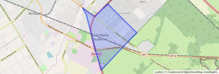 Mapa de ubicacion de Juan María Gutiérrez.