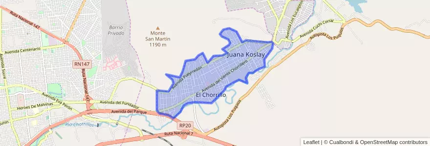 Mapa de ubicacion de Juana Koslay.