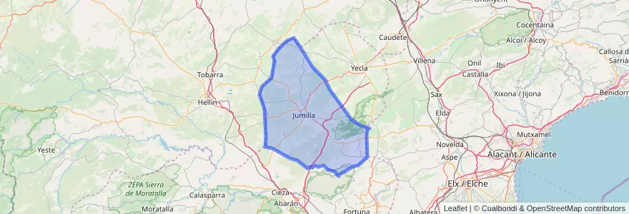 Mapa de ubicacion de Jumilla.