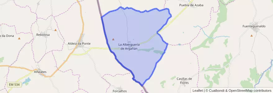 Mapa de ubicacion de La Alberguería de Argañán.