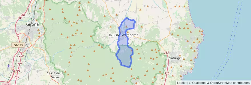 Mapa de ubicacion de la Bisbal d'Empordà.