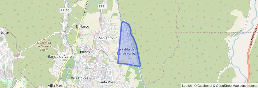 Mapa de ubicacion de La Falda de San Antonio.