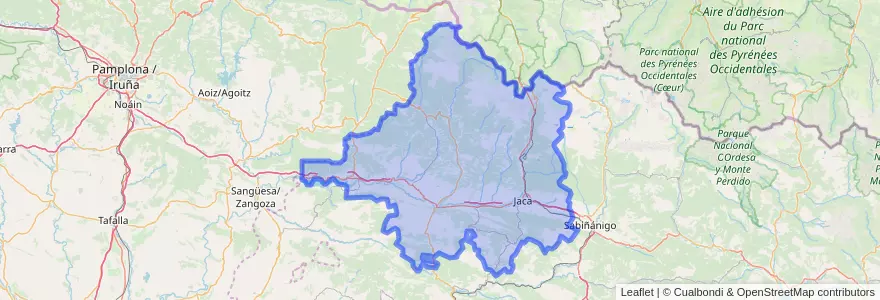 Mapa de ubicacion de La Jacetania.