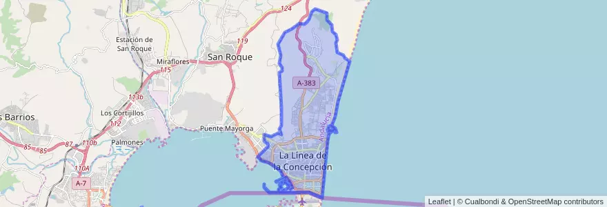 Mapa de ubicacion de La Línea de la Concepción.
