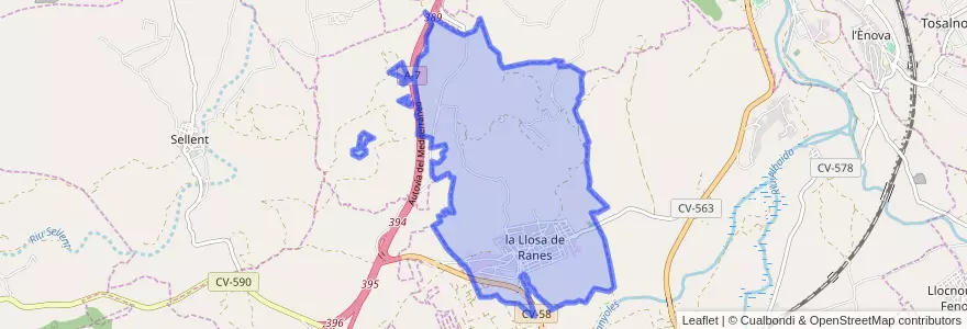 Mapa de ubicacion de la Llosa de Ranes.