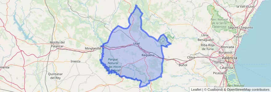 Mapa de ubicacion de La Plana de Utiel-Requena.