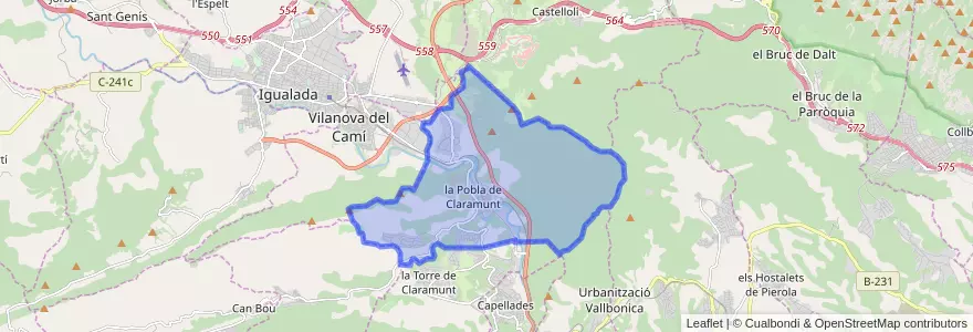 Mapa de ubicacion de la Pobla de Claramunt.