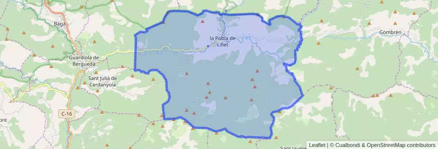 Mapa de ubicacion de la Pobla de Lillet.