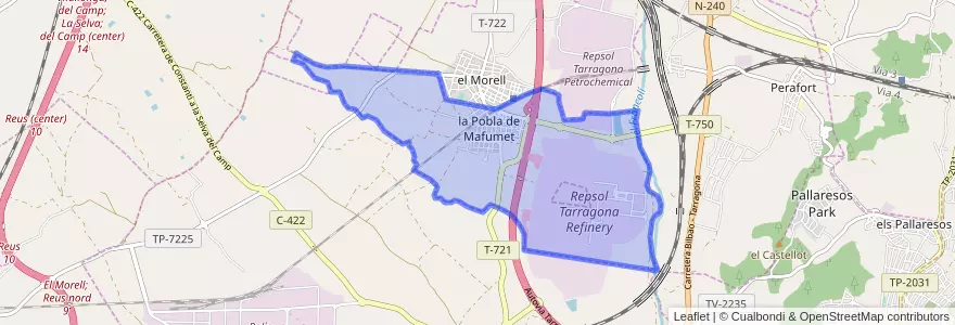 Mapa de ubicacion de la Pobla de Mafumet.