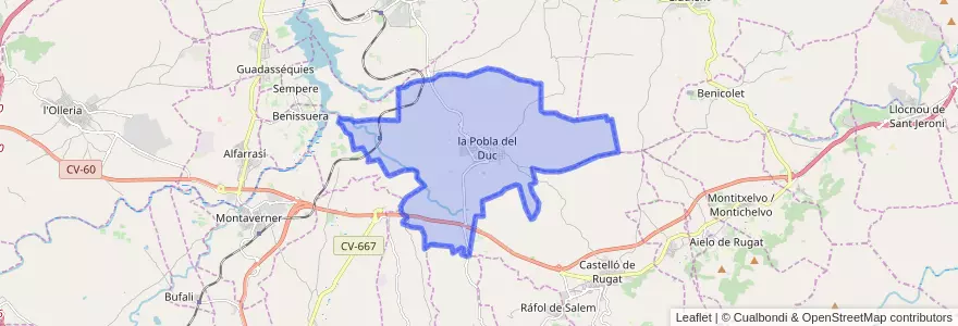Mapa de ubicacion de la Pobla del Duc.
