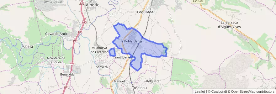 Mapa de ubicacion de la Pobla Llarga.