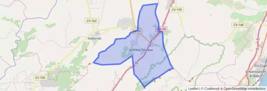 Mapa de ubicacion de la Pobla Tornesa.