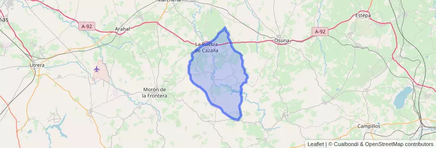Mapa de ubicacion de La Puebla de Cazalla.