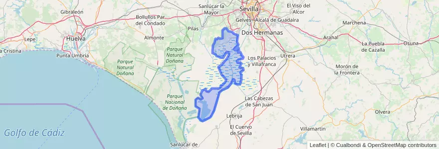 Mapa de ubicacion de La Puebla del Río.