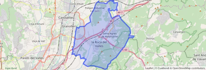 Mapa de ubicacion de la Roca del Vallès.
