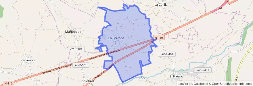 Mapa de ubicacion de La Serrada.
