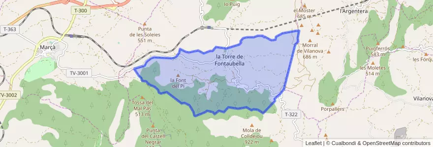 Mapa de ubicacion de la Torre de Fontaubella.