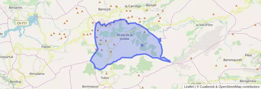 Mapa de ubicacion de la Vall d'Alcalà.