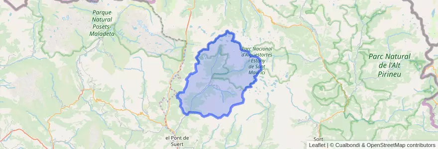 Mapa de ubicacion de la Vall de Boí.