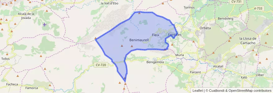 Mapa de ubicacion de la Vall de Laguar.
