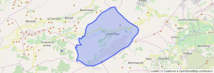 Mapa de ubicacion de la Vall d'Ebo.