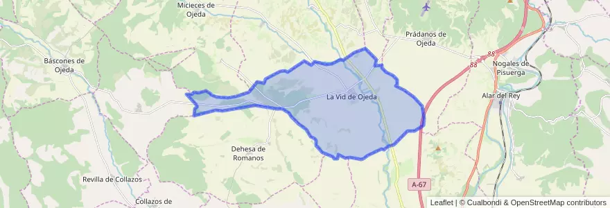 Mapa de ubicacion de La Vid de Ojeda.