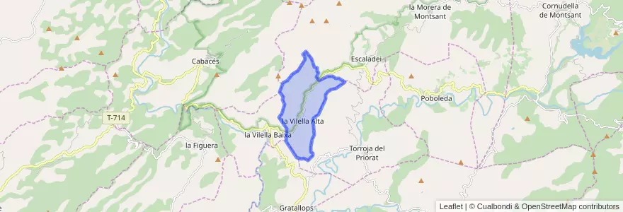Mapa de ubicacion de la Vilella Alta.