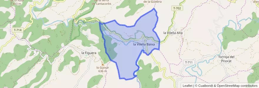 Mapa de ubicacion de la Vilella Baixa.