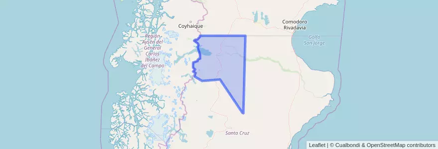 Mapa de ubicacion de Lago Buenos Aires.