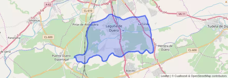 Mapa de ubicacion de Laguna de Duero.