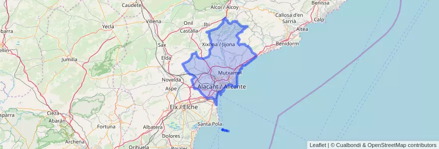 Mapa de ubicacion de l'Alacantí.