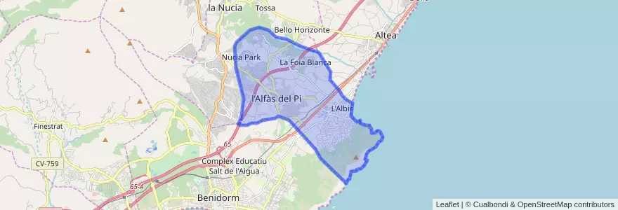 Mapa de ubicacion de l'Alfàs del Pi.