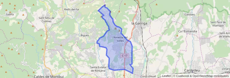 Mapa de ubicacion de l'Ametlla del Vallès.