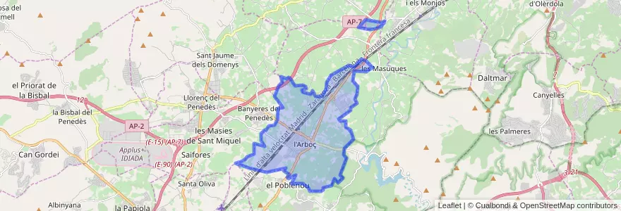 Mapa de ubicacion de l'Arboç.
