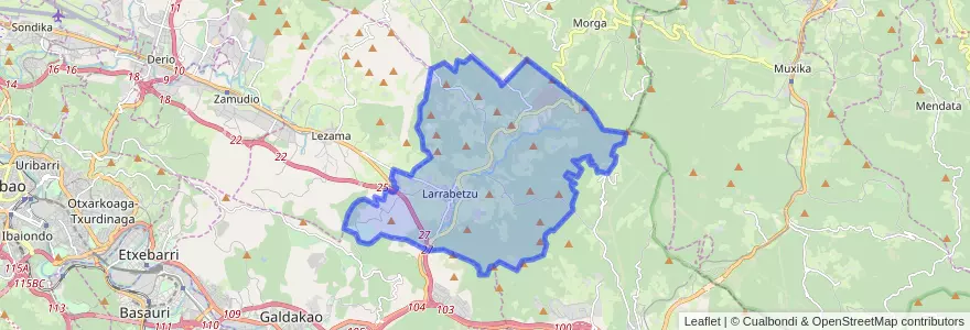Mapa de ubicacion de Larrabetzu.