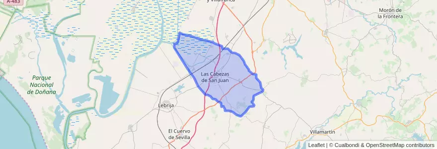 Mapa de ubicacion de Las Cabezas de San Juan.