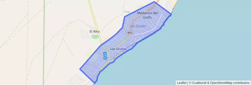 Mapa de ubicacion de Las Grutas.