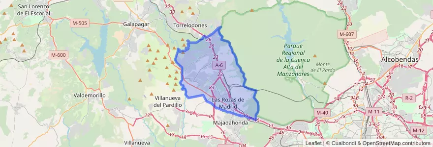 Mapa de ubicacion de Las Rozas de Madrid.
