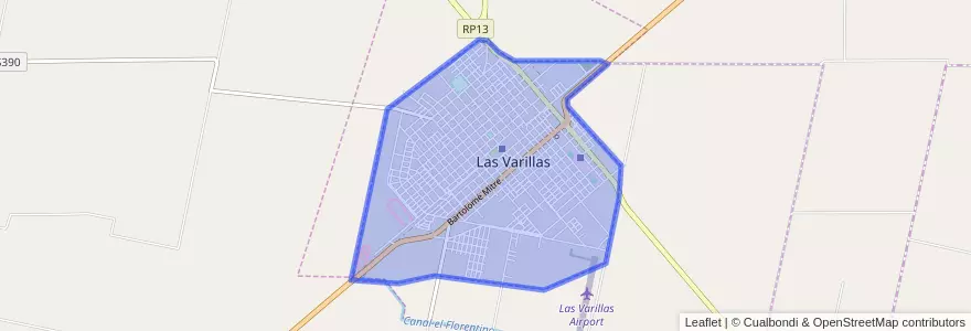 Mapa de ubicacion de Las Varillas.