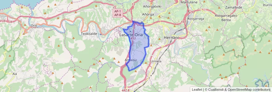 Mapa de ubicacion de Lasarte-Oria.