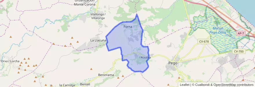 Mapa de ubicacion de l'Atzúbia.