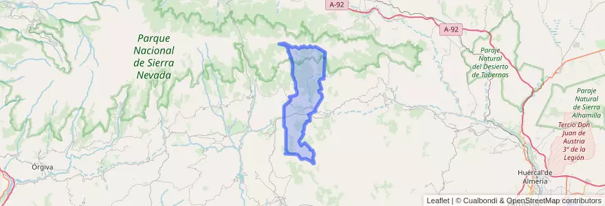Mapa de ubicacion de Láujar de Andarax.