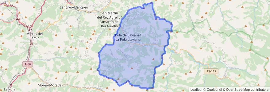 Mapa de ubicacion de Laviana.