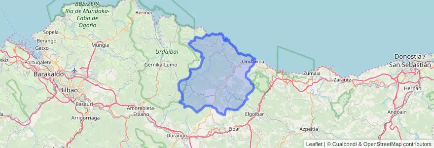 Mapa de ubicacion de Lea-Artibai.