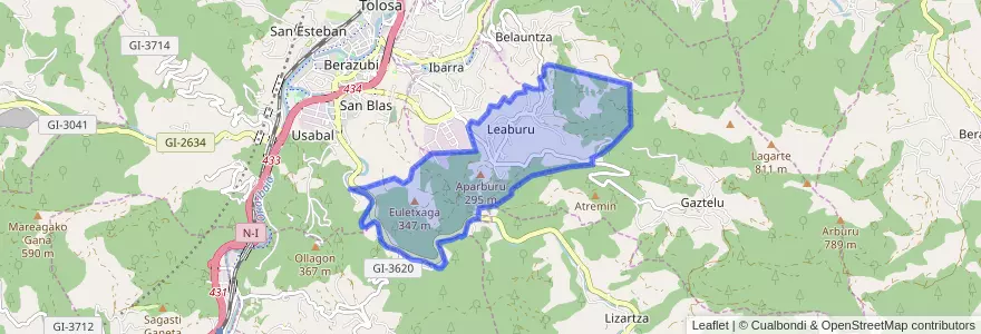 Mapa de ubicacion de Leaburu.