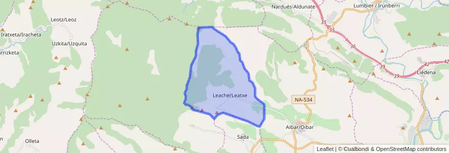 Mapa de ubicacion de Leatxe/Leache.