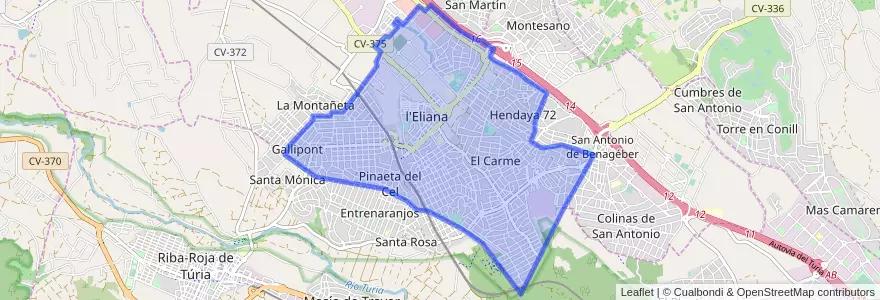 Mapa de ubicacion de l'Eliana.